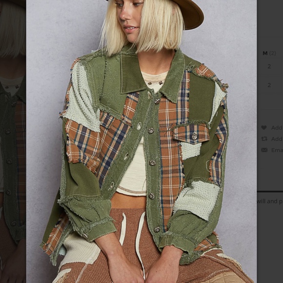 POL “ Mankato ” POL Jacket Shacket in Twill and Plaid Mix Fabric 68 - Picture 3 of 7